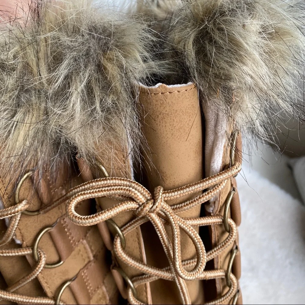 👢 JBU BY JAMBU TAN BLACK FAUX FUR LEATHER WATERPROOF TALL BOOTS!